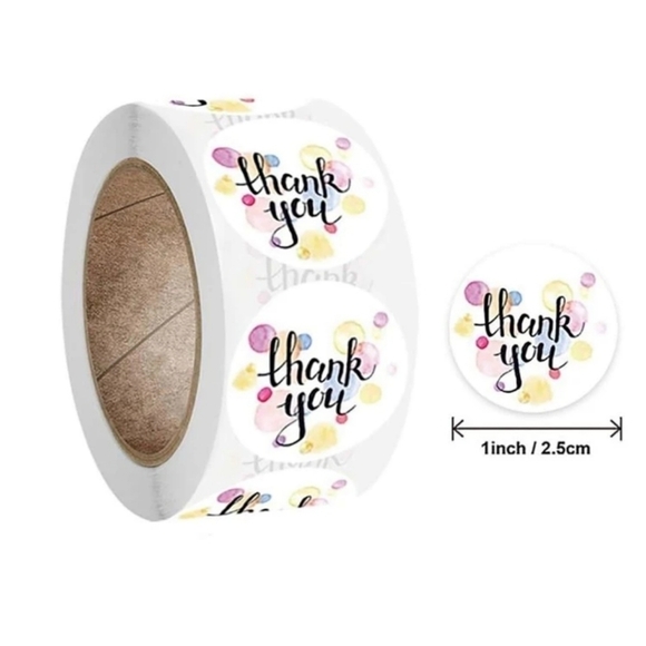 MULTI COLORED POLKA DOT THANK YOU STICKERS▪︎500 - Picture 1 of 6